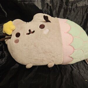 Gund Pusheen Mermaid Star Plush Stuffed Animal Cat Green Pink Grey 12"